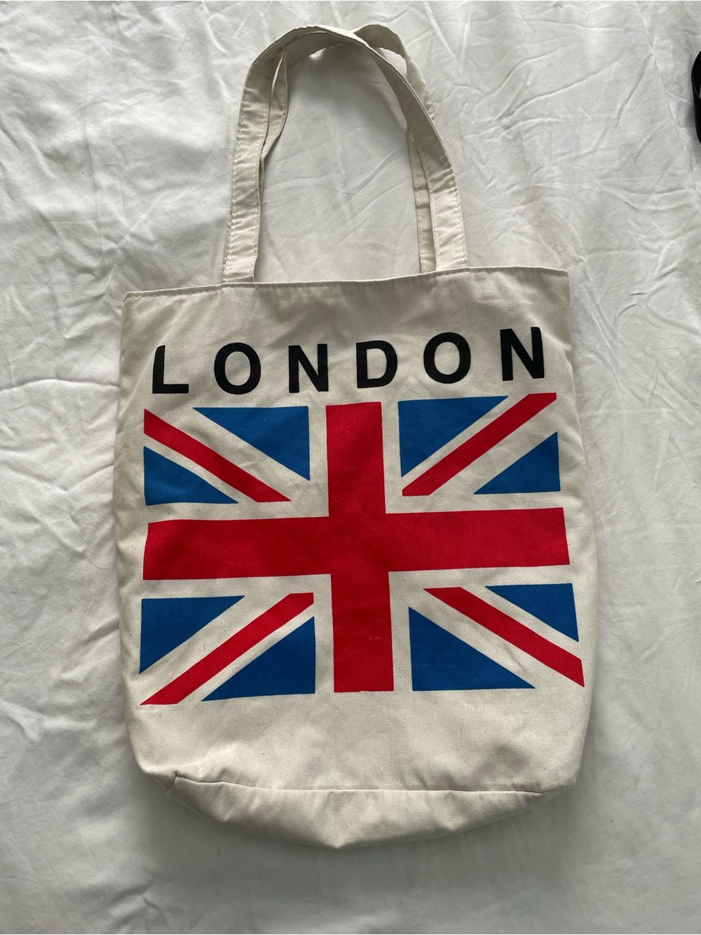 Cream London Flag Canvas Tote Bag with Red & Blue Print